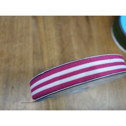 Repsband Streifen, Pink/ Weiss