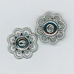 Metalldruckknopf zum annähen, Blume, Silber, 21mm