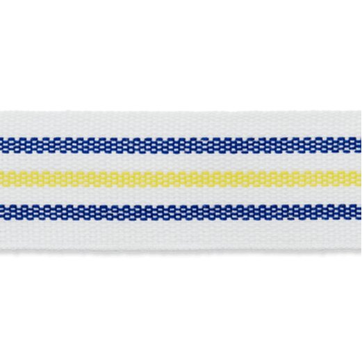 Repsband Streifen, Weiss/Blau/Gelb