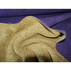 Mantelstoff Doubleface mit Wolle, diagonale Streifen, Violett/Senf