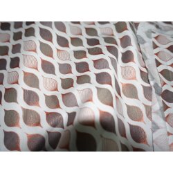 Baumwolldruck, Muster mit Kupferglitzer auf Creme