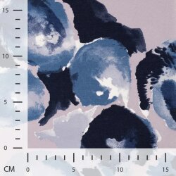 Satinierte Baumwolle mit Elasthan, Muster Blau