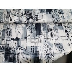 Viskose- Druck Stadt, Rest 40cm