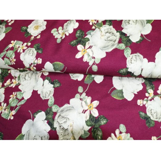 Feiner Romanitjersey Fuchsia/Rot, Rosen