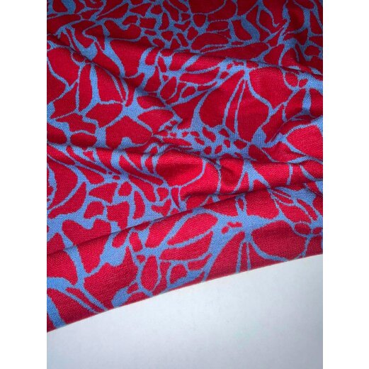 Interlock-Jacquard, Floral, Rot/Blau