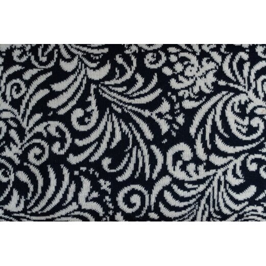 Merino Doubleface Fransen beidseitig, Blau/Weiss