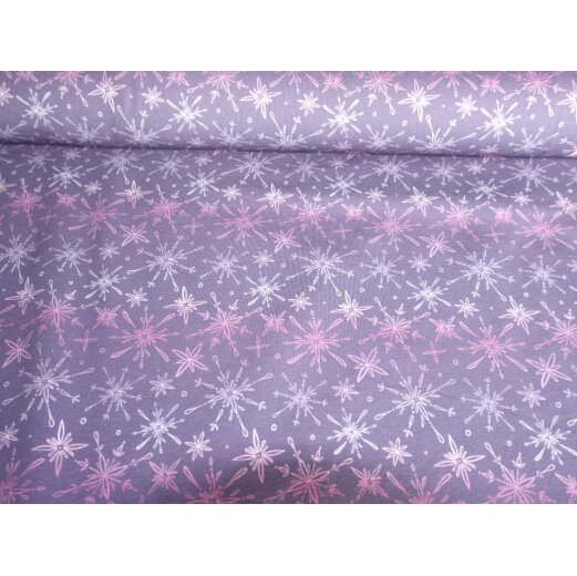 Sommersweat bedruckt,Snowflakes by Mrs Mint Design, Violett
