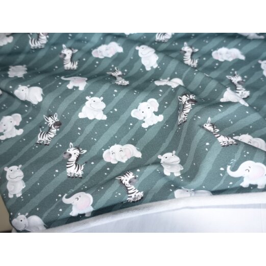 Sommersweat bedruckt,Happy Safari by Mrs Mint Design, Gr&uuml;n