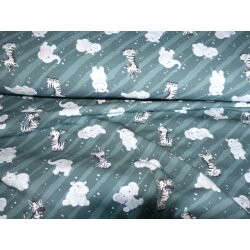 Sommersweat bedruckt,Happy Safari by Mrs Mint Design, Gr&uuml;n
