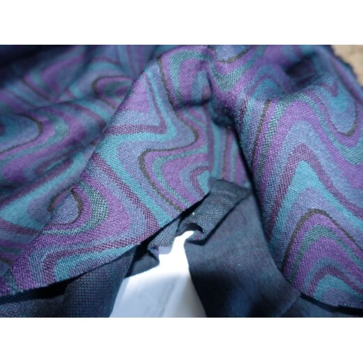Strickjacquard, Wellen,  Petrol/Lila