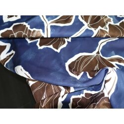 Viskose-Twill Blumen auf Blau