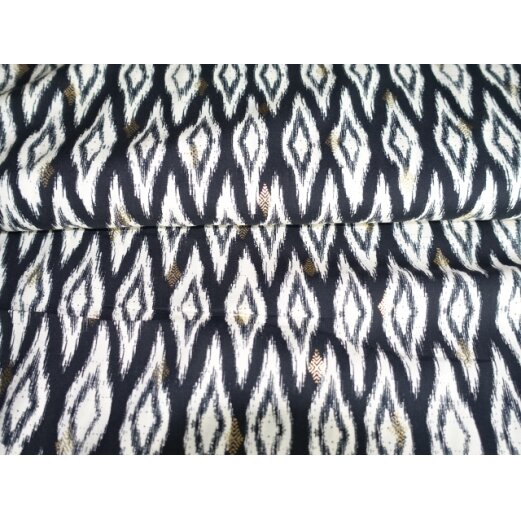 Viskose Muster, Schwarz/Creme mit Gold