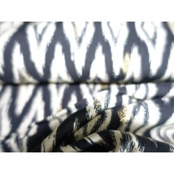 Viskose Muster, Schwarz/Creme mit Gold