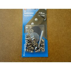 Hohlnieten/ Buchschrauben Metall, 7.5mm/ Stoffdicke 3-4mm